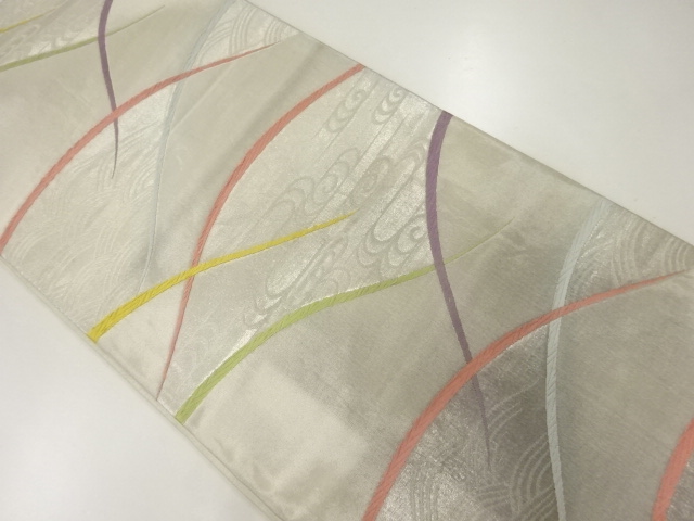 アンティーク　波模様織出し袋帯（材料）